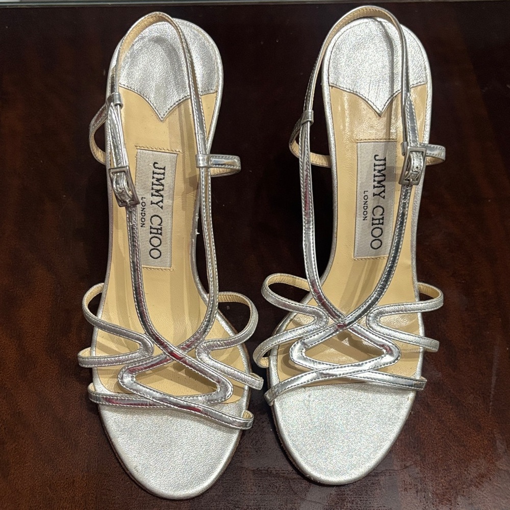 Jimmy Choo Metallic Silver Heels